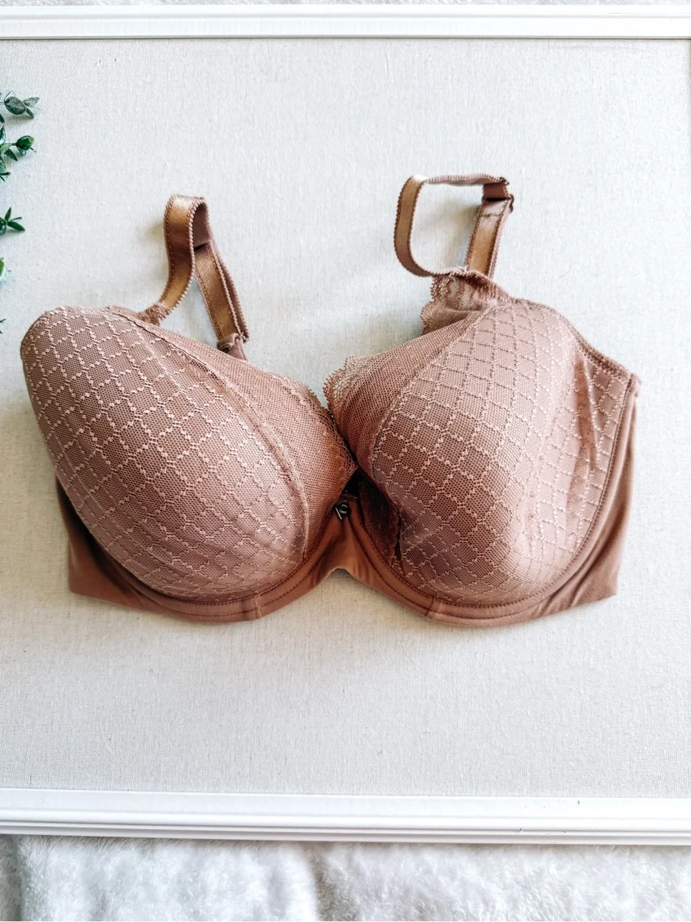 Chantelle C Magnifique T Shirt Bra Nude Lace Underwire Full Coverage 36DDDD 36F